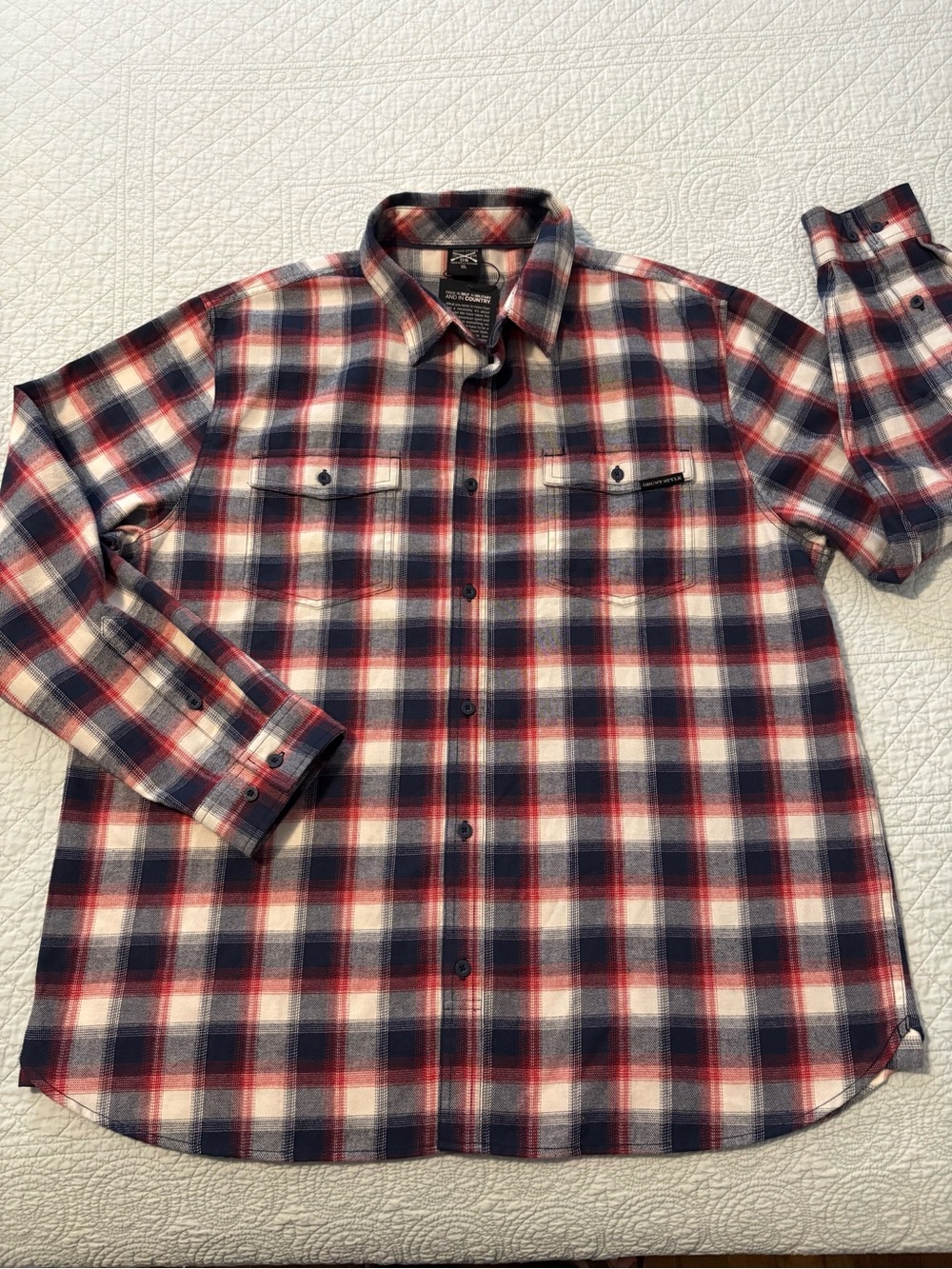 Grunt Style flannel button down shirt. Size XL. NWT